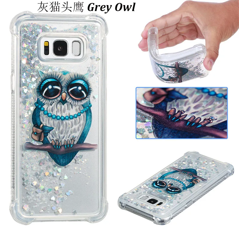 Grey Owl Зыбучие пески чехол для samsung J1 J3 J5 J7 J120 J310 J510 J710 J700 чехол для телефона течет с изображениями искрящихся влажным блеском оболочки Мягкий ТПУ чехол с мультипликационным рисунком - Цвет: Grey Owl
