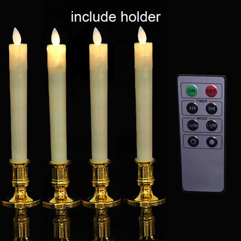 warm white remote Упаковка из 6 желтых дистанционных беспламенных движущихся фитилей светодиодные конические свечи, длинные красные танцевальные таймер на батарейках оконные свечи с базой - Цвет: warm white remote