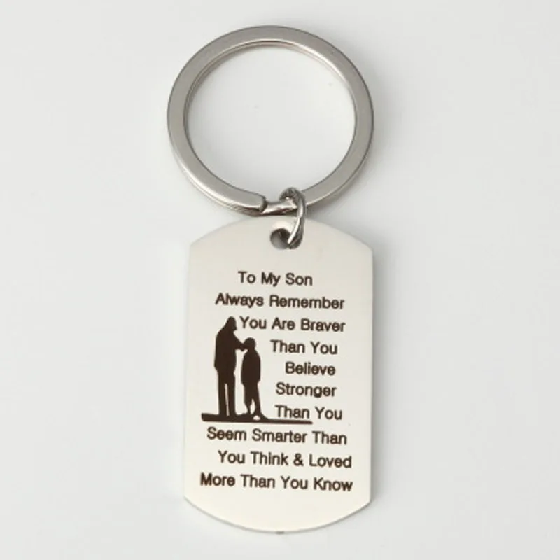 JEPHNE Stainless Steel Keychain To My Son Always Remember You Are Braver Stronger Smater Key Ring Inspirational Jewelry Gift | Украшения и