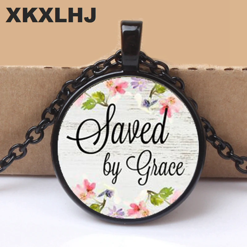 

2018 SAVED by GRACE NECKLACE, Charm Pendant, gift for Her, Faithful Charm necklace, charm for Warrior, Survivor, Faith NECKLACE