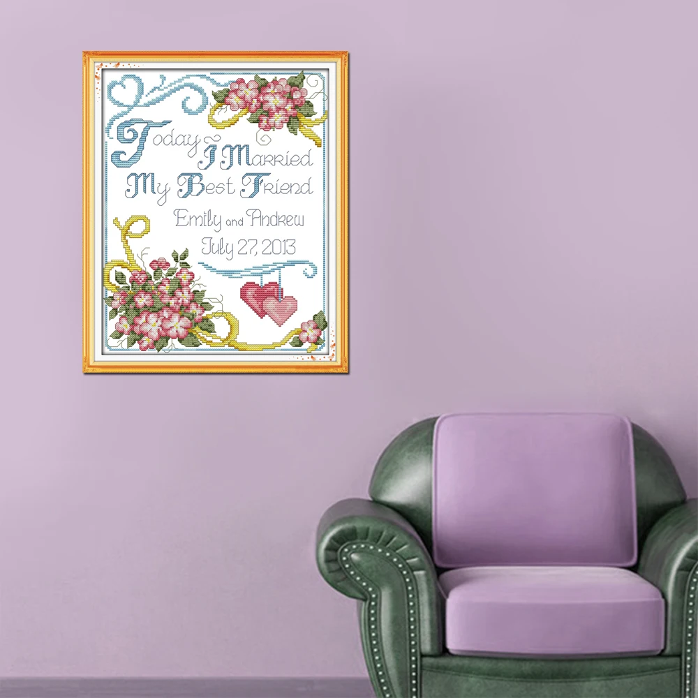 Вышивка крестиком Joy Sunday Китайская вышивка крестом с принтом на годовщину ручная