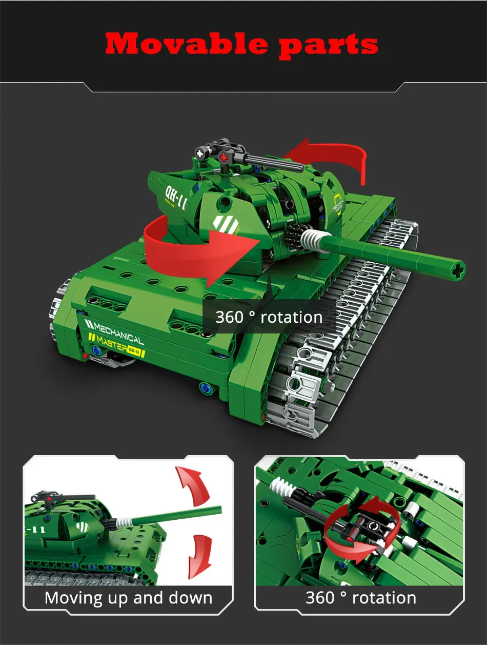 Qihui Military Vehicles German King Tiger Tank Building Blocks Sets WW2 Army Figures RC Soviet Tanks Bricks Model Toys For Boys