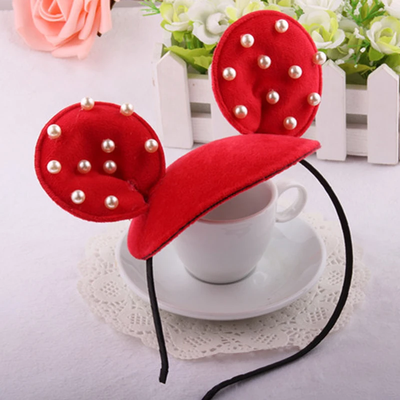 Disney новые уши Минни Маус повязка на голову для девочек жемчужный ободок волос