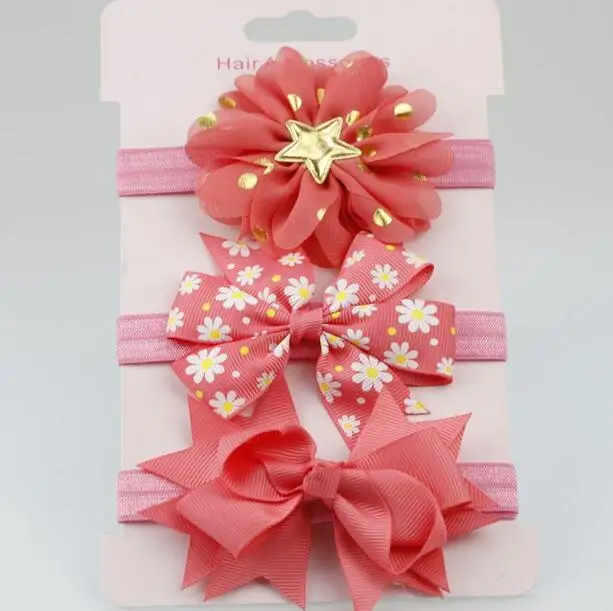 

10sets(30pcs) Free shipping Boutique Bow Set 3 elastic headband