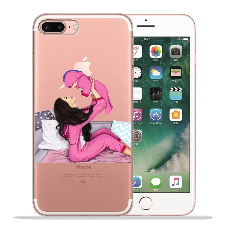 04 Милый модный роскошный чехол для маленьких девочек, чехол для iphone 8, 7, X, XS, Max, XR, 6, 7, 8 Plus, 5S, SE, мягкий прозрачный чехол для телефона Etui - Цвет: 04