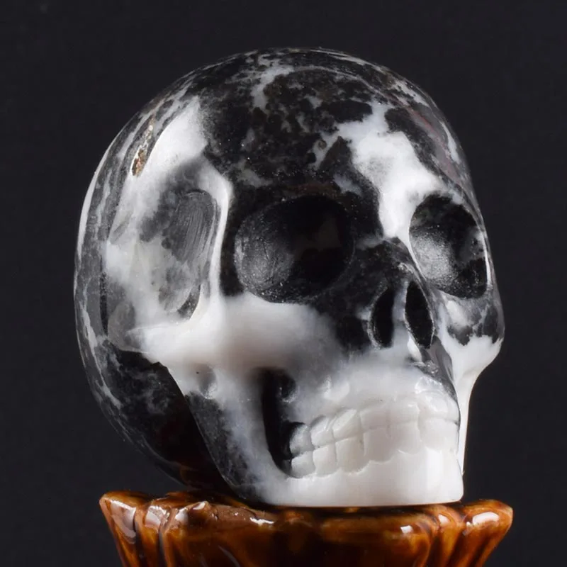 Zebra Jasper 2 дюйма ручной работы натуральный камень Статуэтка-Череп Кристалл резная статуя Реалистичная фэн-шуй Исцеление домашний орнамент Искусство Коллекционная - Цвет: Zebra Jasper