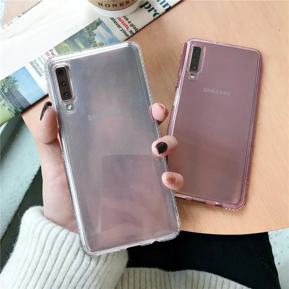 Чехол для Samgung Galaxy A7 2018 A5 A6 A8 J3 J5 J7 Pro 2016 2017 S6 S7 S8 S9 плюс край крышки Алмазный Блеск