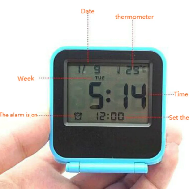 Mini LED Luminous Thermometer Humidity Hygrometer Bedside Wake Digital Projection Portable Travel Folding Electronic Alarm Clock | Дом и сад
