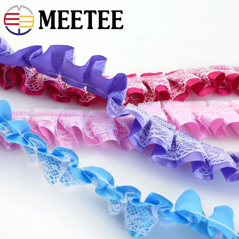 10 ярдов Meetee 2 5 см атласная кружевная отделка Лента ткань складное Кружево DIY