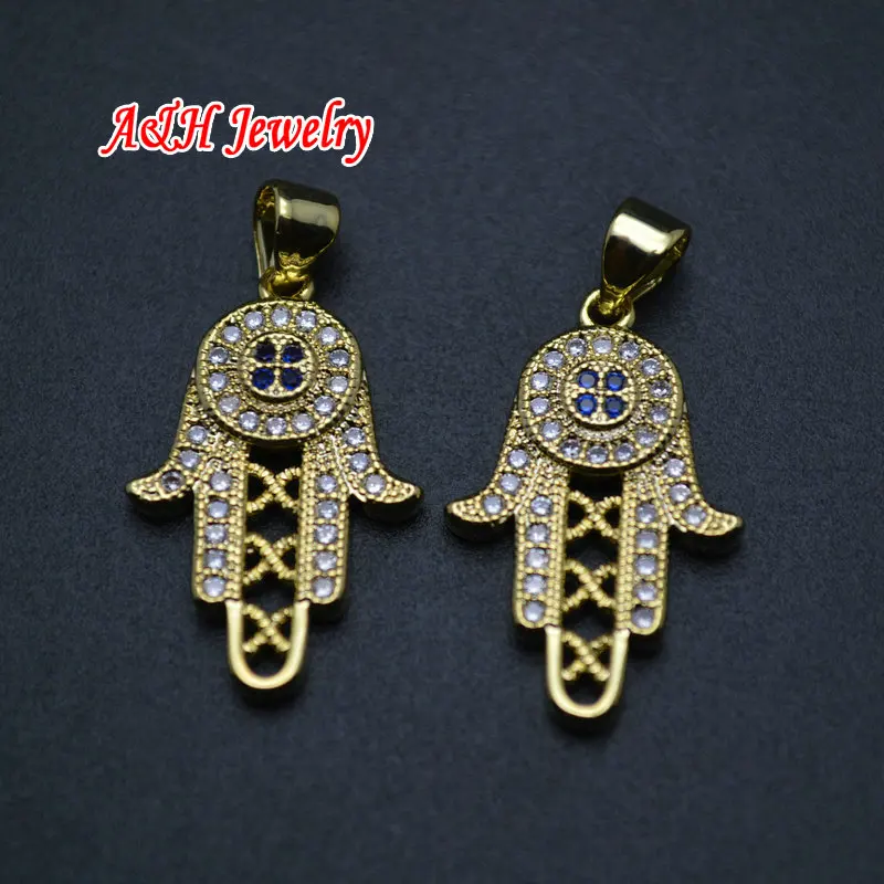 Подвески в виде руки хамсы золотого цвета с Cz бусинами вставка подвеска Фатима