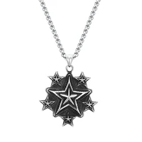 pentagram pentacle talisman pendant mens punk titanium stainless steel pentacle seal necklace