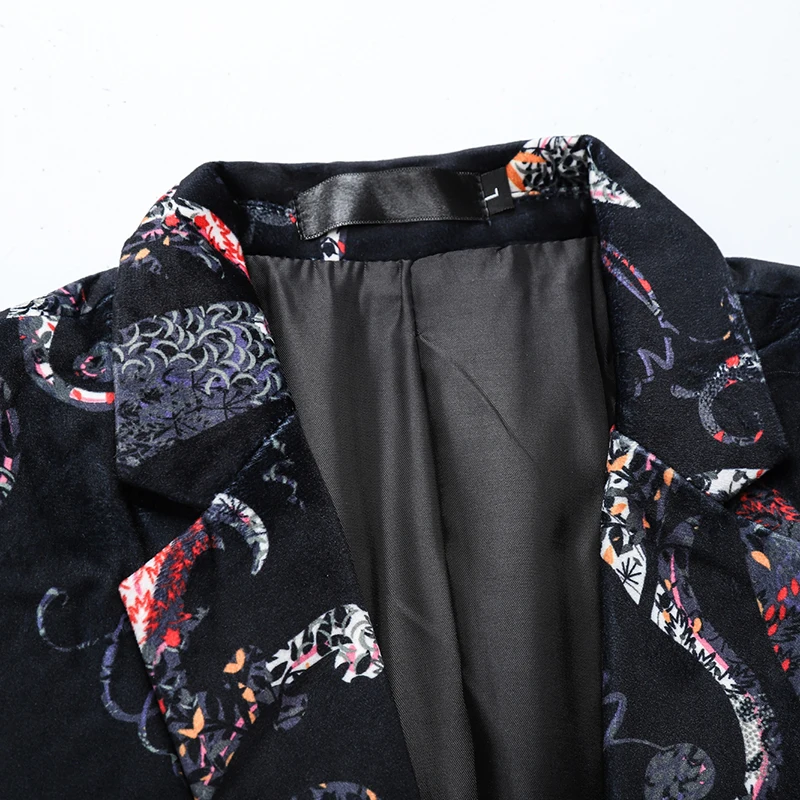 MOGU Men's Suit Blazer Two Button Floral Evening Wedding Festive Stylish Blazers for Men Stage Costumes Singers Slim Jacket