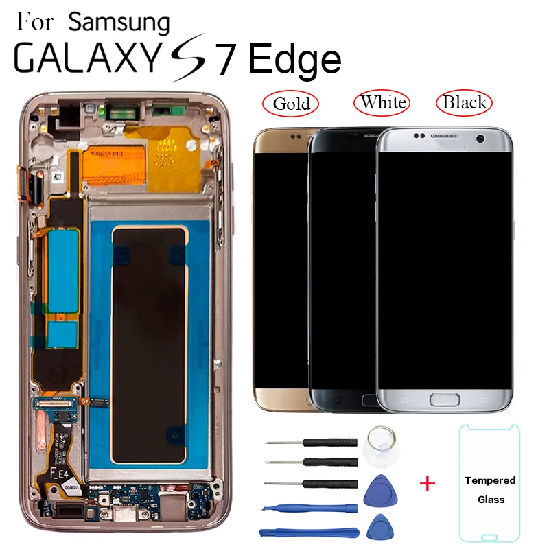 Сменный ЖК экран для Samsung Galaxy S7 edge G935F G935FD модуль дисплея с рамкой G935W8 G9350|Экраны