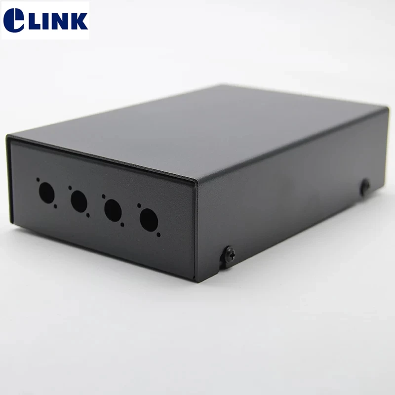 3pcs 4 cores FTTH ST blank terminal box SPCC 6 ports ST fiber optic patch panel FTTX distribute box black ELINK 1.2mm thickened