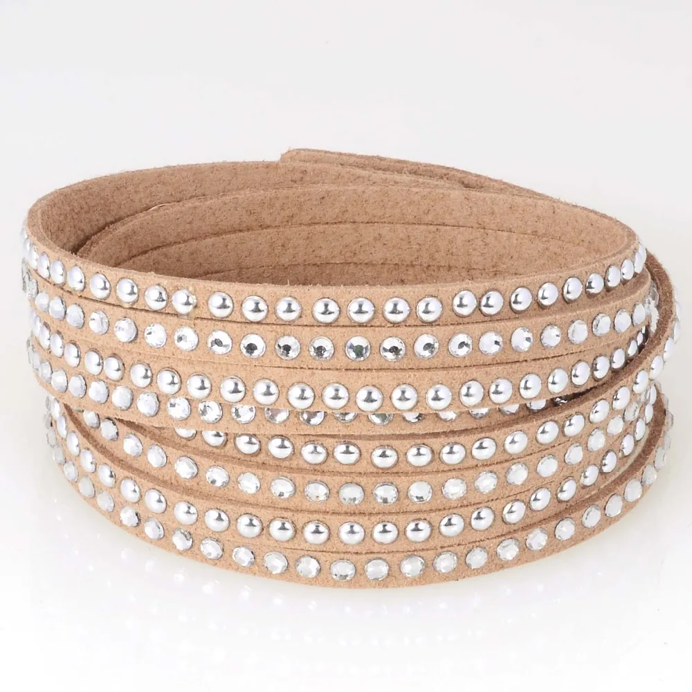 Женский двойной замшевый браслет с кристаллами и заклепками|crystal wrap bracelet|wrap