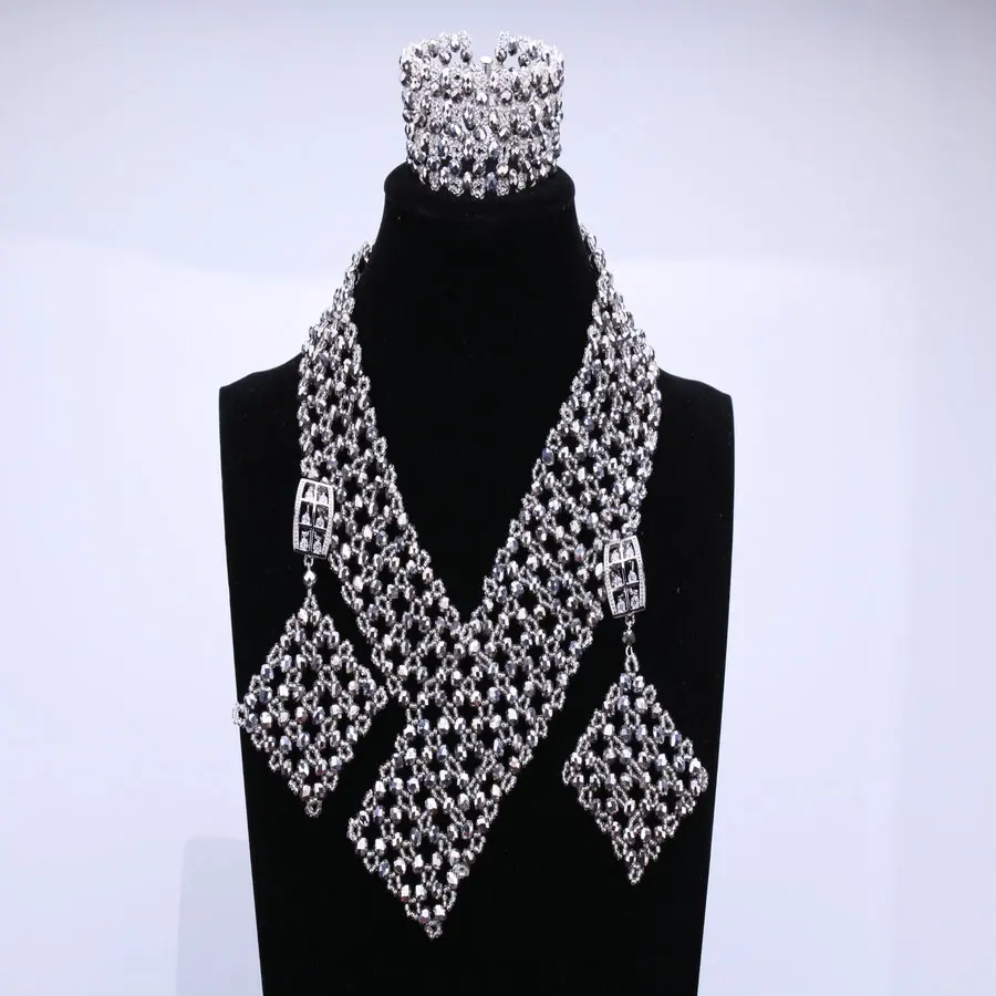 2017 модные свадебные ювелирные наборы из серебряных африканских бусин