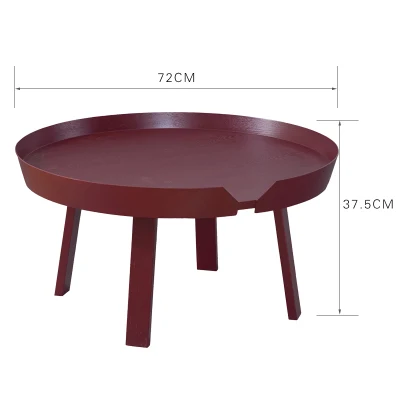 D72cm-red Журнальный столик из твердой древесины в скандинавском стиле, современный минималистичный, креативный, для гостиной, дивана, Круглый, Маленький журнальный столик mx6011633 - Цвет: D72cm-red