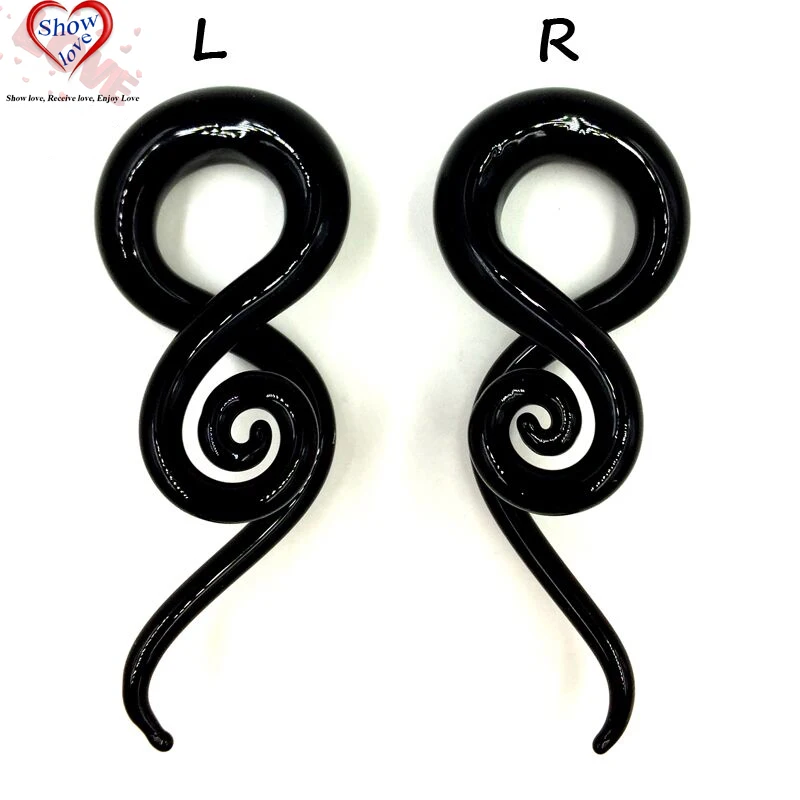 Showlove 1pair Pyrex Стекло уха Спираль Конус Калибр беруш Expander Носилки Плоть туннеля