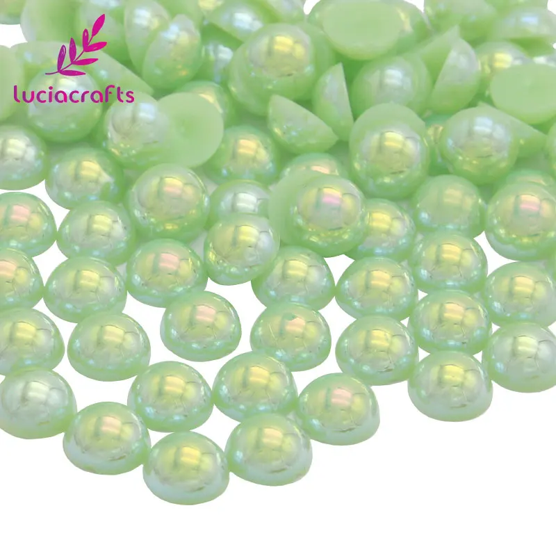 Light green Lucia crafts 8 мм многоцветные полукруглые бусины из АБС-пластика, имитация жемчуга, бисер для рукоделия, 144 шт F0104 - Цвет: Light green