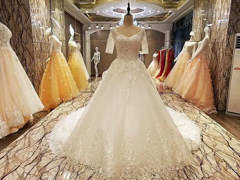 LS69048 свадебное платье с рукавами2018 половина рукава совок шею зашнуруйте на