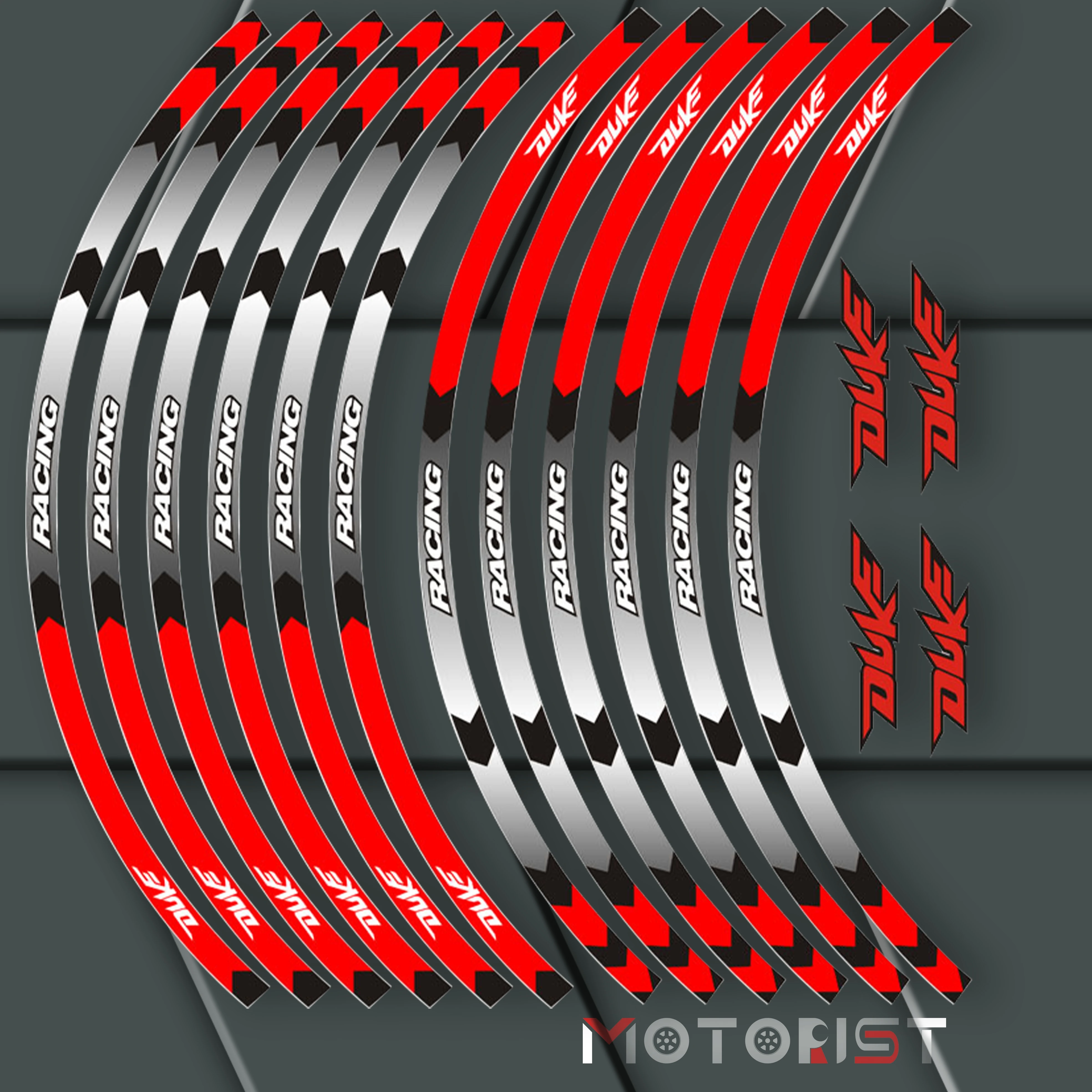 

a set of 12pcs high quality motorcycle wheel decals waterproof Reflective stickers rim stripes For KTM DUKE