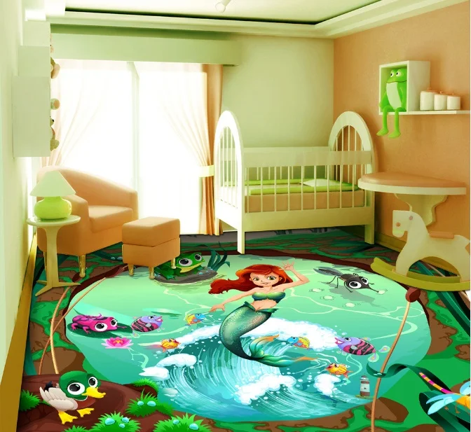 

[Self-Adhesive] 3D Cartoon Sea Girl Kid 5 Non-slip Waterproof Photo Self-Adhesive Floor Mural Sticker WallPaper Murals Print