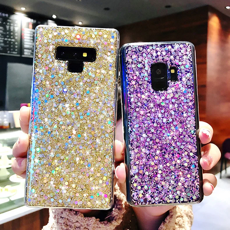 Блестящий чехол с блестками для Samsung Galaxy A3 A5 A7 J3 J5 J7 Prime 2017 A6 A8 A9 2018 S8 S9 S10 Plus S7 Note 9 8