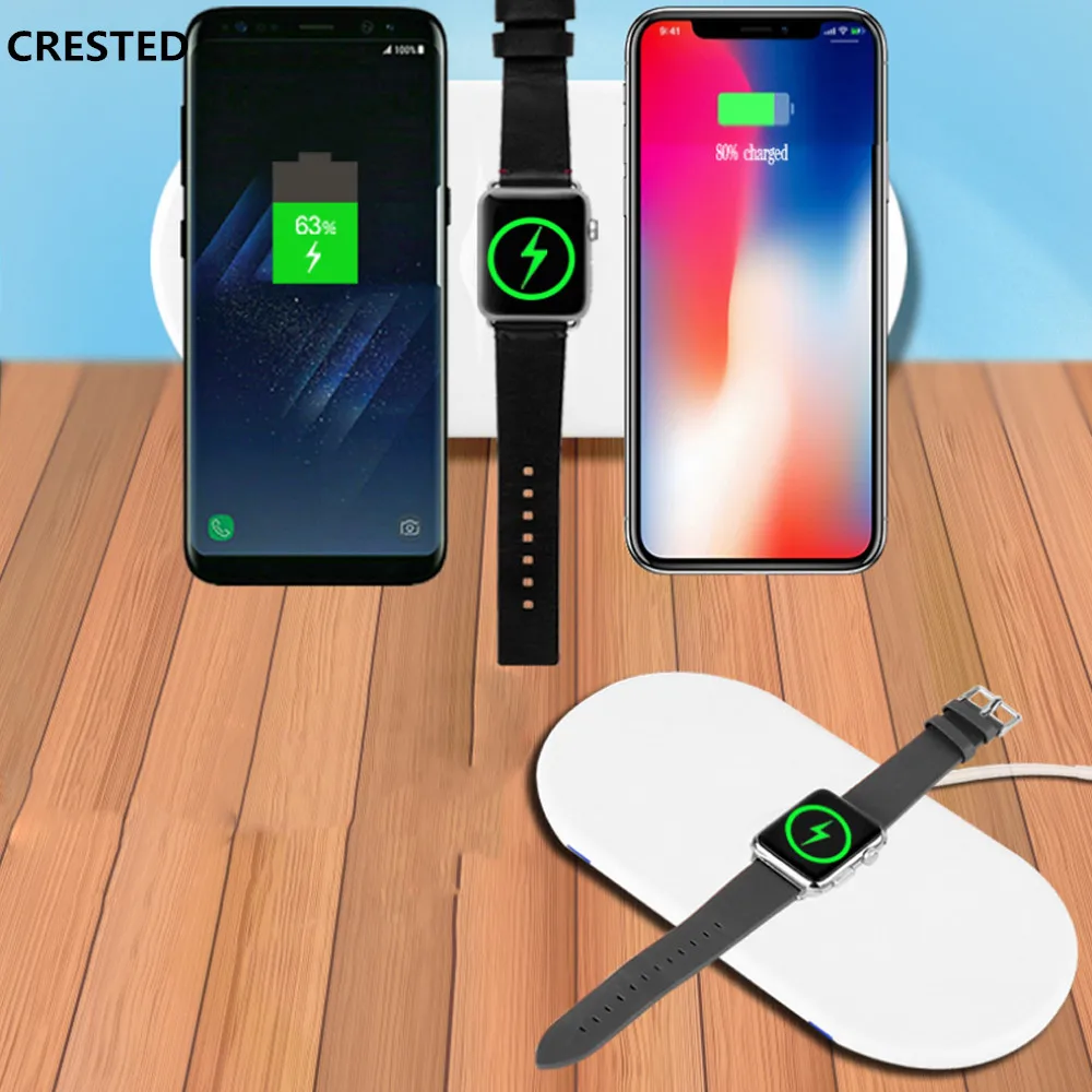 Хохлатое зарядное устройство для apple watch band series 4 3 2 1 Qi беспроводной IPhone X 8 Plus 10 Вт Быстрая зарядка 3 в 1 Зарядная площадка