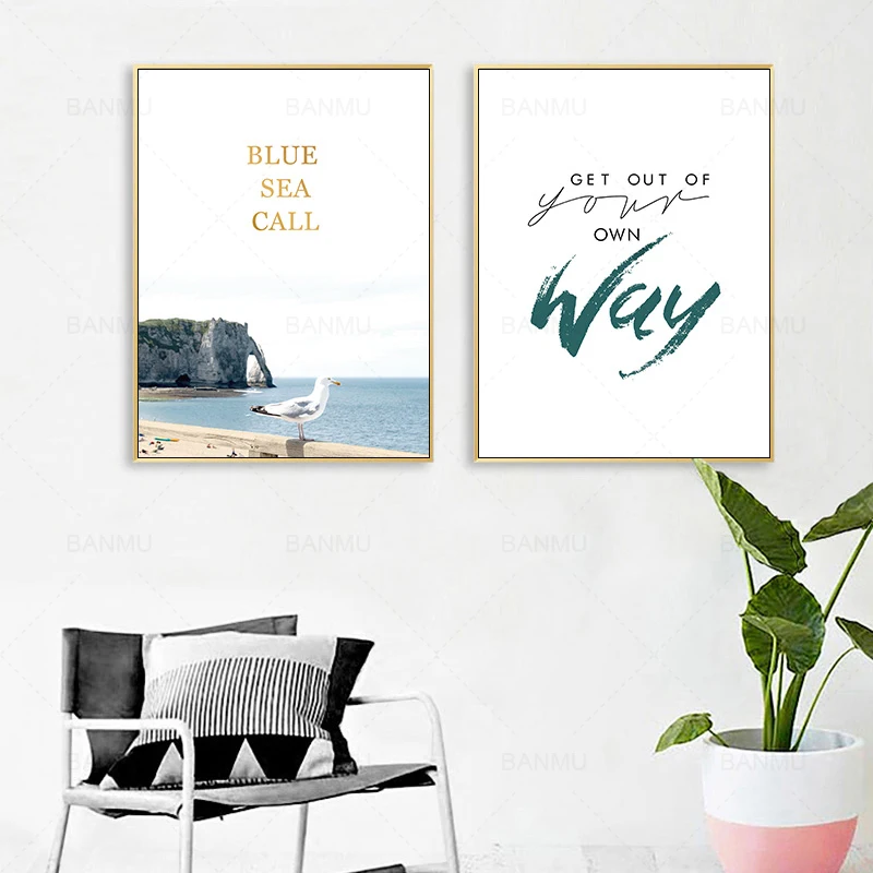 

Canvas Painting Sea building and letter Wall Art art prints Pictures abstract canvas poster painting decoration for living room