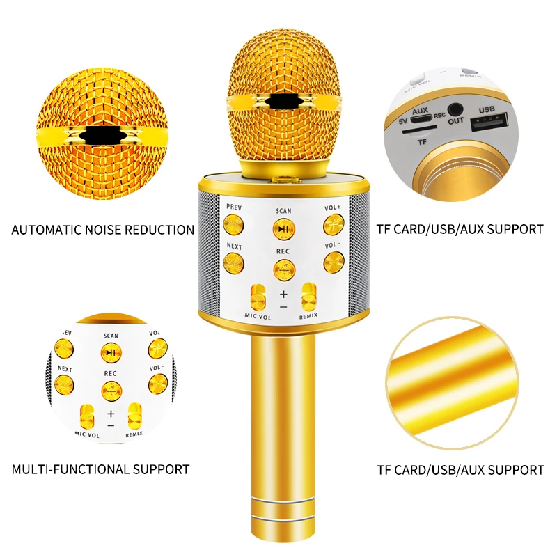 Bluetooth беспроводной микрофон WS-858 ручной караоке микрофон USB KTV плеер Bluetooth динамик Запись музыки микрофоны WS858