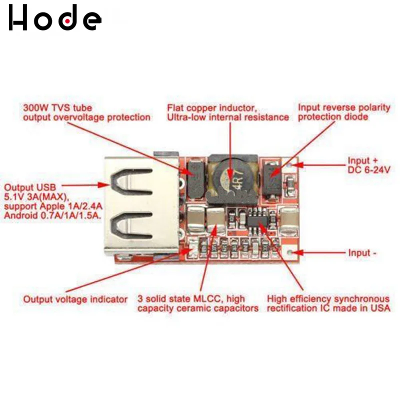 6 24V 12V/24 В до 5 пост 3A автомобиля модуль зарядного устройства USB DC понижающий