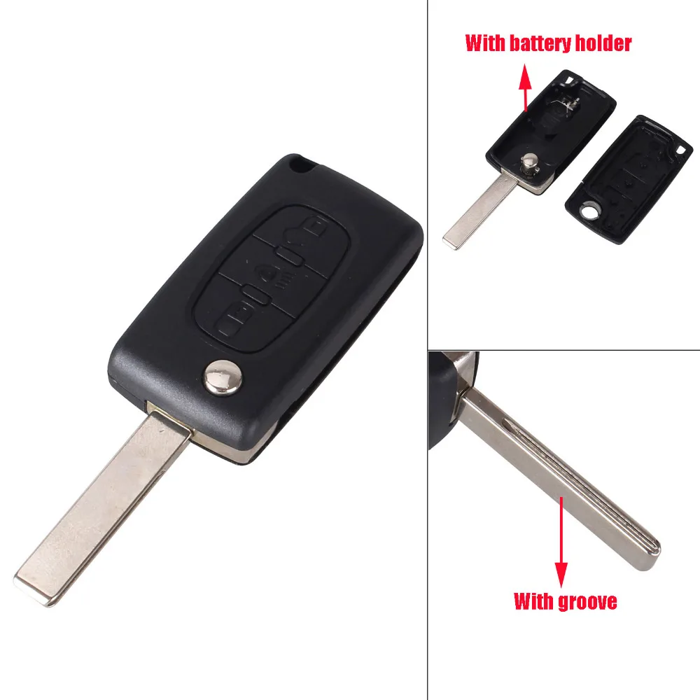 DANDKEY 10pcs/lot Flip 3 Buttons Remote Key Shell Case Fob For Citroen C2 C3 C5 C6 Picasso XSARA GRAND DKT272 | Автомобили и