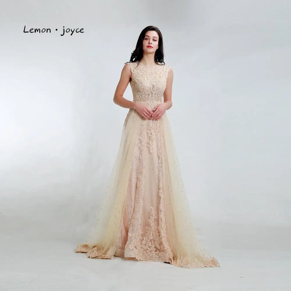 Lemon joyce Роскошные вечерние платья цвета шампанского 2020 сексуальные иллюзионные