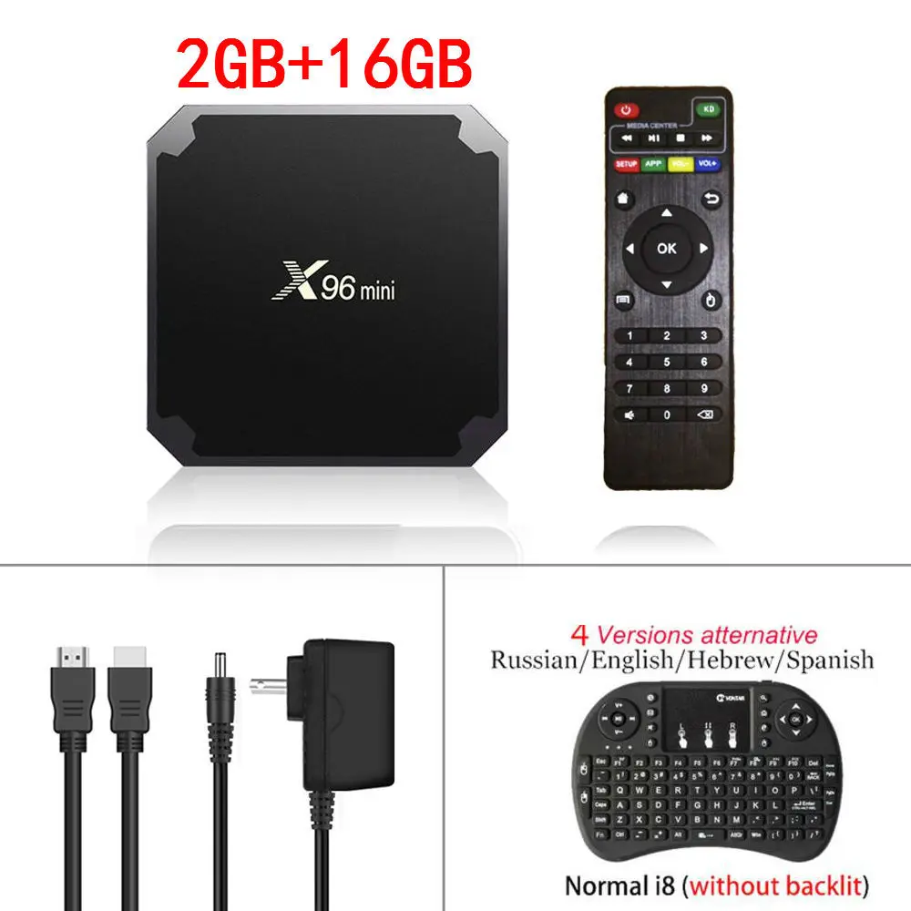 X96 Мини Смарт Android ТВ коробка Amlogic S905W Четырехъядерный 4K медиаплеер 2,4 ГГц WiFi 2 ГБ 16 ГБ 1 г/8 г X96mini Android 7,1 телеприставка - Цвет: 2G16G Normal i8