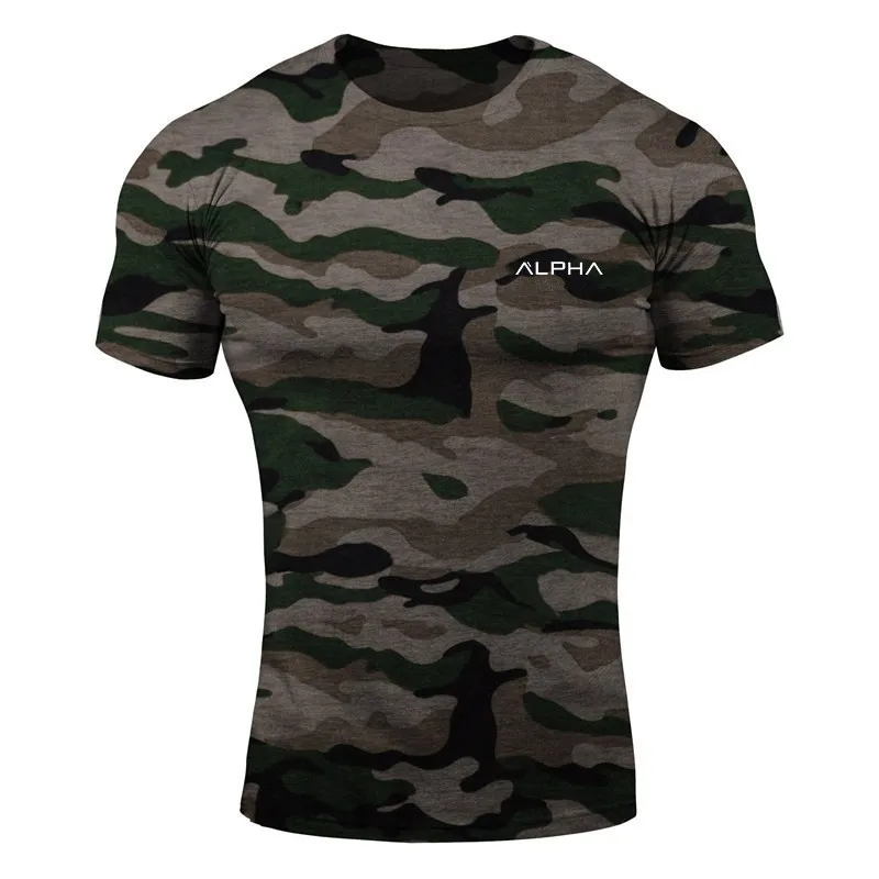 Мужская спортивная рубашка Rashgard, камуфляжная футболка для спортзала, Мужская быстросохнущая футболка для бега, футболка с коротким рукавом для фитнеса, одноцветная футболка для тренировок, футболки