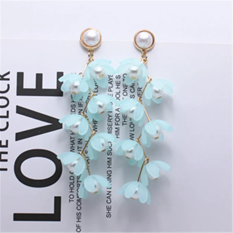 

Женские длинные серьги с искусственным жемчугом, летние серьги с цветами, 2019