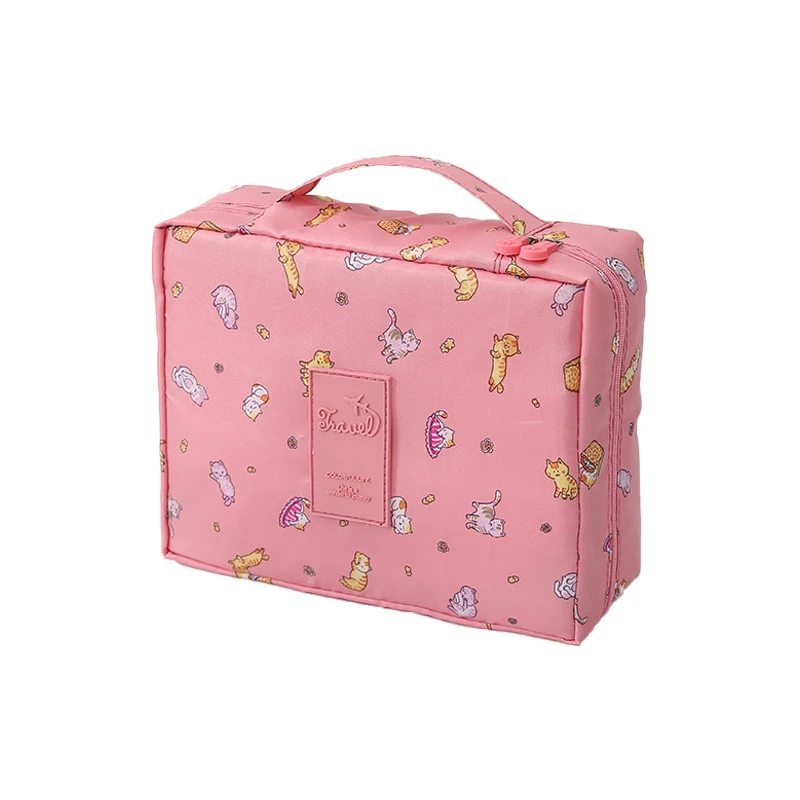 Pink Cat Женская косметичка, для улицы, для девушек, косметичка, моющаяся, для туалетных принадлежностей, органайзер для макияжа, сумка для хранения, сумка для дорожного набора, много карманов, женская сумка - Цвет: Pink Cat