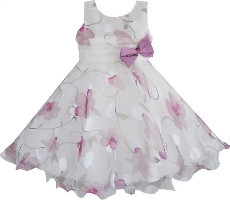 Girls Dress Purple Flower Bow Tie Wedding Party Children Clothes Size 2020 Summer Princess Dresses 3-8 Carnival Vestidos | Детская