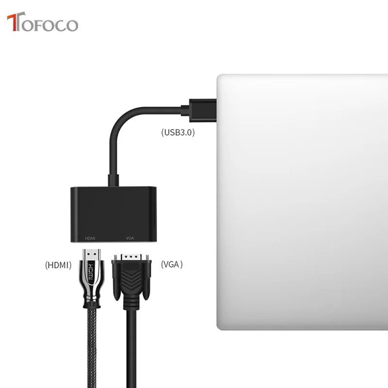 Адаптер TOFOCO USB3.0 HDMI VGA 4K HD 1080P многоэкранный 2 в 1 преобразователь USB аудио и