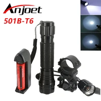 anjoet tactical flashlight 501b t6 led torch 2000lm outdoor camping for hunting 118650 batteryremote switchchargergun mount