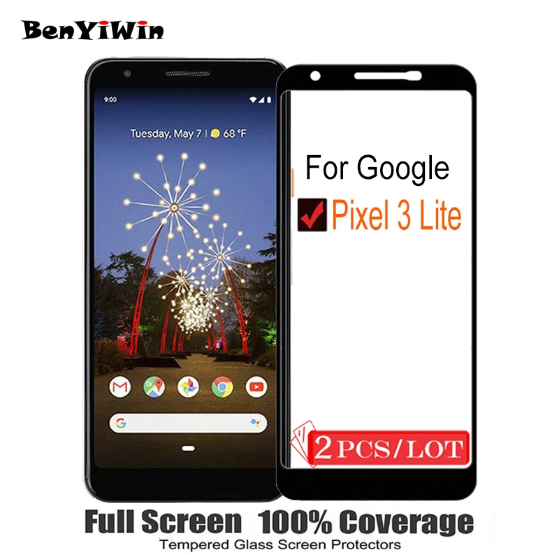 2 шт. 100% оригинальное полноэкранное защитное стекло закаленное для Google Pixel 3 Lite 9H