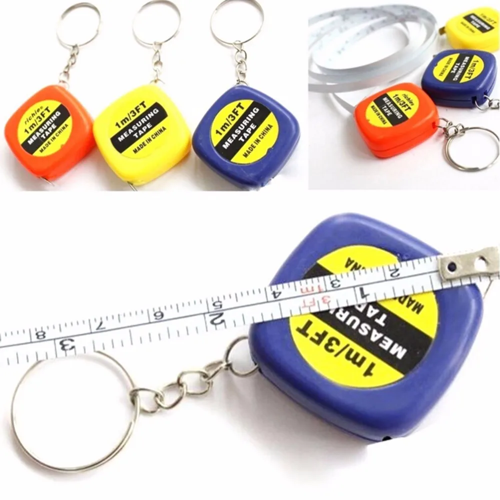 

1Pcs Mini Pull Ruler Keychain 1pc 1m/3ft Easy Retractable Measure Ruler Tape Children Height RulerColor Random