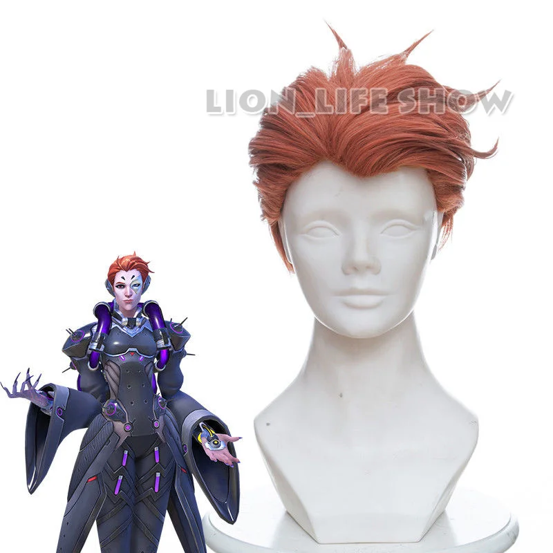 

OW Moira Odeleine Straight Orange Red Cosplay Wig Mens Short Hair Wigs