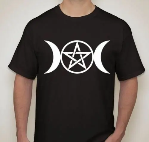 Wiccan Pagan Тройная Лунная богиня Пентакль футболка | Мужская одежда