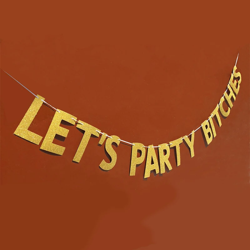 Let's Party суки Блестящий бумажный баннер розовое золото девичник сделай сам