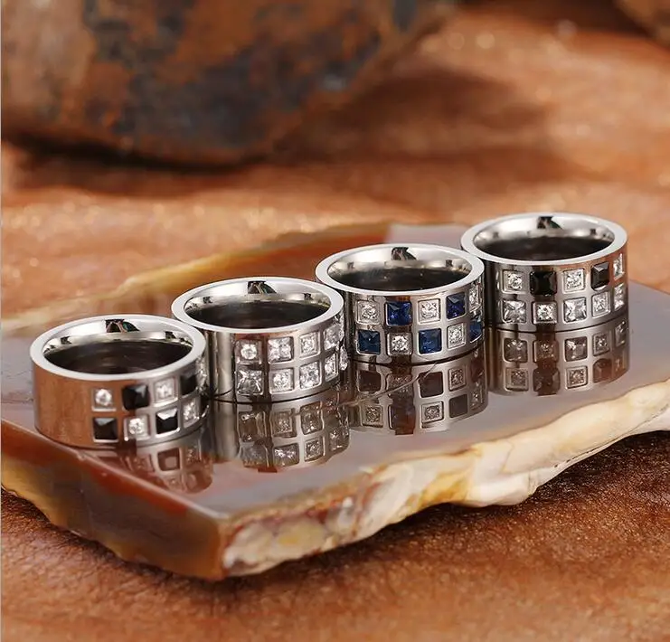 Кольца из титановой нержавеющей стали 10 мм синий черный белый|finger ring|rings for womensilver