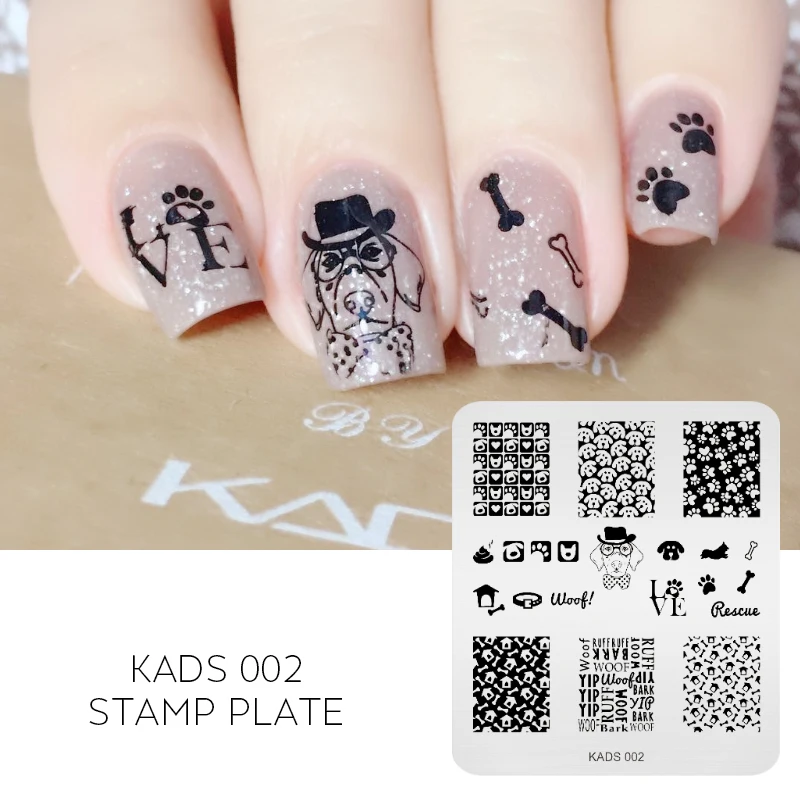 KADS Мода Новые Милый Дизайн Собака Кость и След Pattern Нержавеющая сталь Nail Art