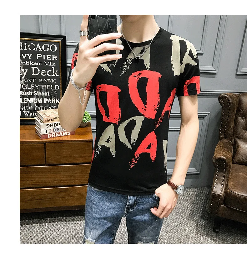 Барокко Pantalon Moda модные рекламное объявление Футболка с принтом Клубные вечерние ткань Homme Hombre Camiseta Hombre Manga Топ футболка с короткими рукавами