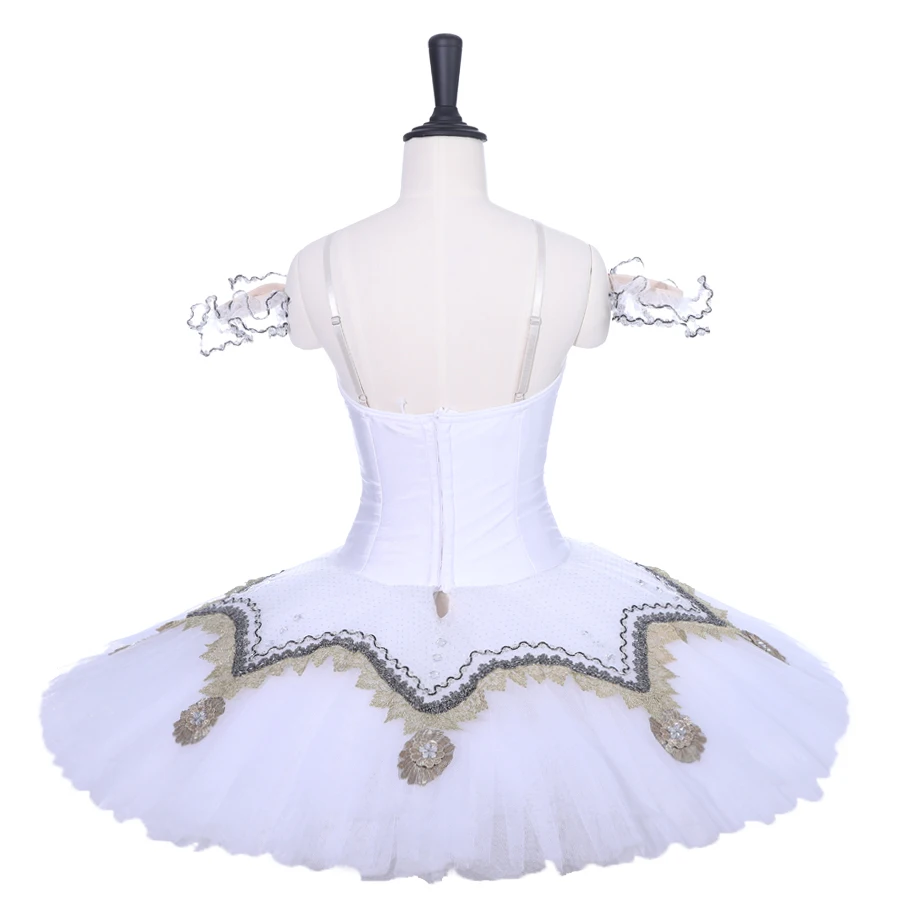 Для взрослых Белый Профессиональный сценический балетный костюм-пачка для