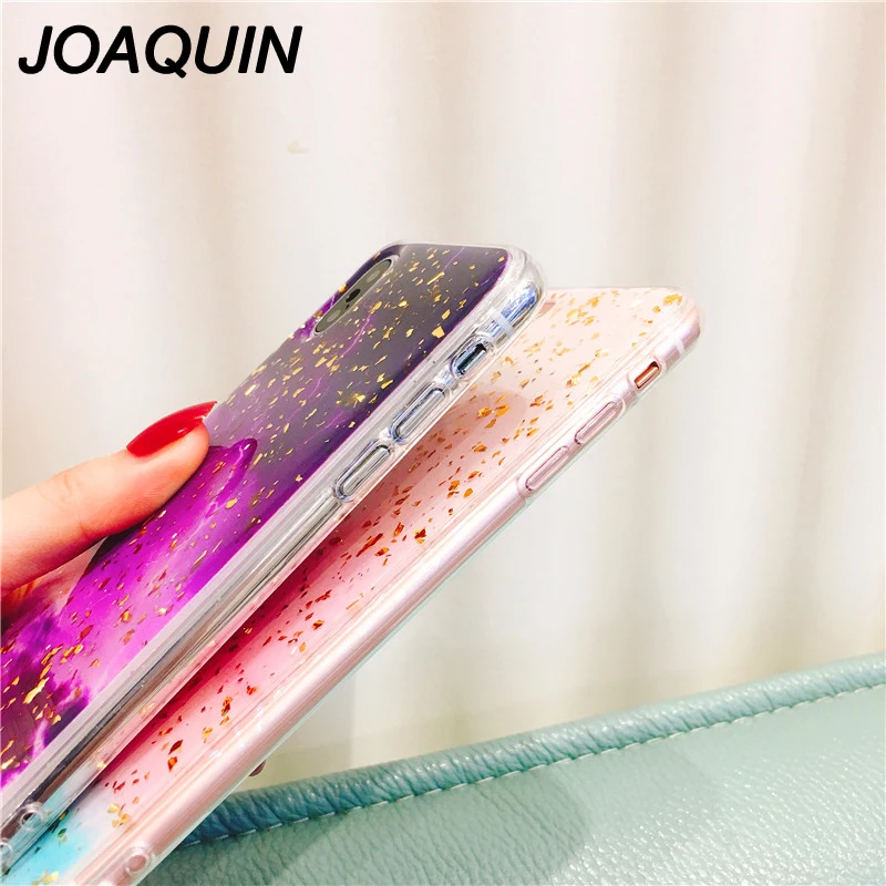 Cute Glitter Bling Case for iPhone 6 6s 7 8 Plus Glossy Epoxy marble Rainbow color Soft For X XS Max XR Cover |